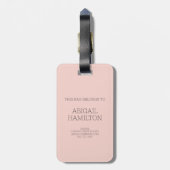 Modern Initiaal Black Bow Blush Pink Monogram Bagagelabel (Achterkant verticaal)