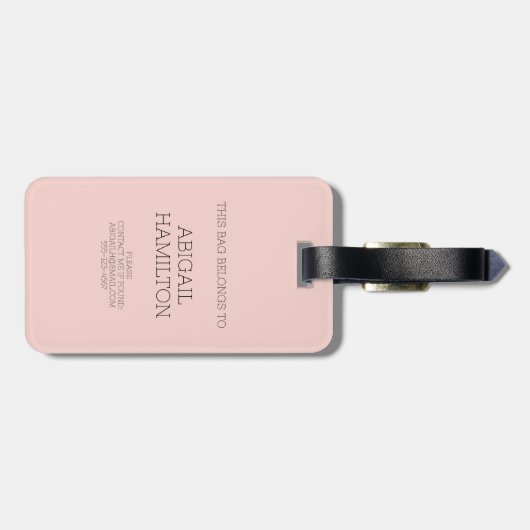 Modern Initiaal Black Bow Blush Pink Monogram Bagagelabel (Achterkant horizontaal)