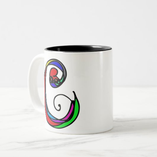 Modern Initiaal Custom Coffee Cup met Letter C Tweekleurige Koffiemok (Voorkant links)