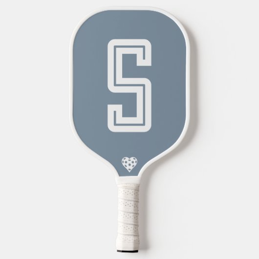 Modern Initiaal Dusty Blue Pickleball Paddle (Achterkant)