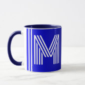 Modern Initiaal en naam | Uniek blauw zwart monogr Mok (Links)