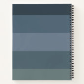 Modern Initiaal Horizontale Blauwe Grijze Strepen Notitieboek (Achterkant)