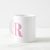 Modern Initiaal Letter Gepersonaliseerd Roze Monog Koffiemok (Voorkant links)