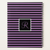 Modern Initiaal Letter Paarse en Zwart Gestreept Planner (Achterkant)