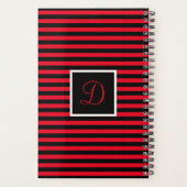Modern Initiaal Letter Rood en Zwart Gestreept Planner (Achterkant)