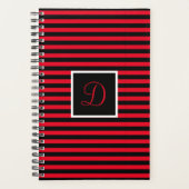 Modern Initiaal Letter Rood en Zwart Gestreept Planner (Voorkant)