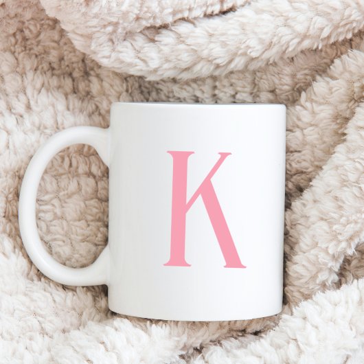 Modern Initiaal Letter roze Monogram Koffiemok