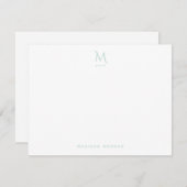 Modern Initiaal Letterpress Eenvoudig Zeeglas Notitiekaartje (Voorkant / Achterkant)