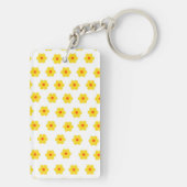 Modern initiaal monogram Retro Daisies Sleutelhanger (achterkant)