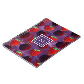 Modern Initiaal Monogram Zomerfruit Patroon Notitieboek (Linkerzijde)