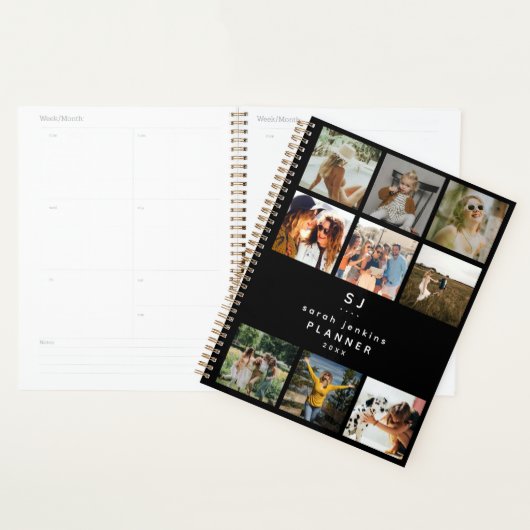 Modern Initiaal/Naam Fotocollage 2025 Jaarlijks Planner (Display)