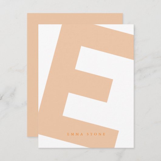 Modern Initiaal Oversized Monogram en Naam Notitiekaartje (Voorkant / Achterkant)