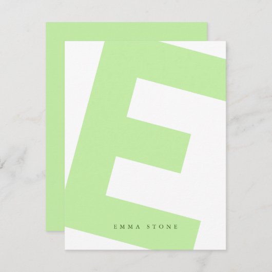 Modern Initiaal Oversized Monogram en Naam Notitiekaartje (Voorkant / Achterkant)