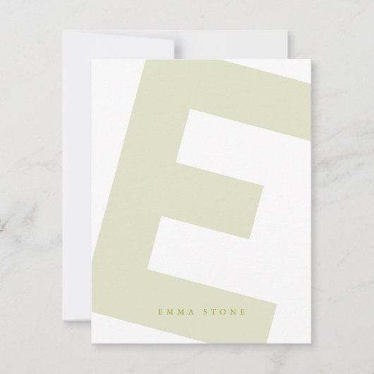 Modern Initiaal Oversized Monogram en Naam Notitiekaartje (Voorkant)