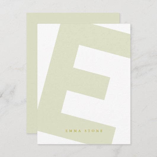 Modern Initiaal Oversized Monogram en Naam Notitiekaartje (Voorkant / Achterkant)