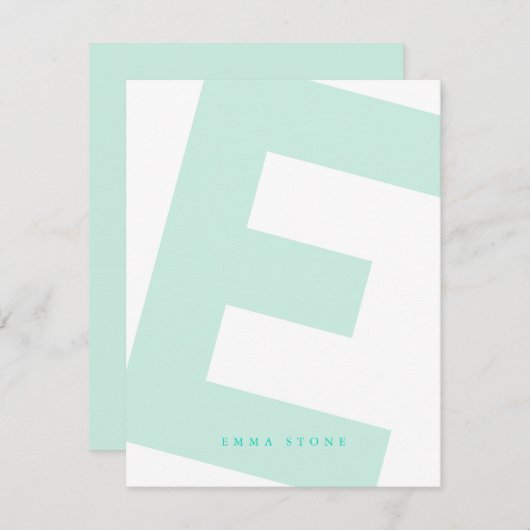 Modern Initiaal Oversized Monogram en Naam Notitiekaartje (Voorkant / Achterkant)