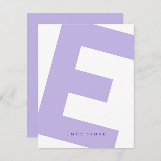 Modern Initiaal Oversized Monogram en Naam Notitiekaartje (Voorkant / Achterkant)