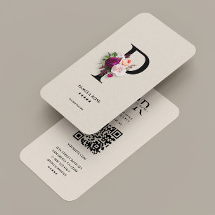 Modern Initiaal P Monogram Elegant Bloemenzand Visitekaartje