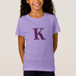 Modern Initiaal Paarse letter Kinder T-shirt