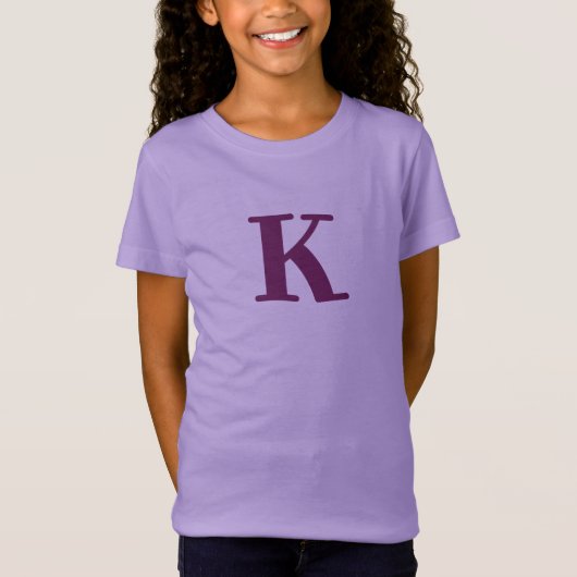 Modern Initiaal Paarse letter Kinder T-shirt (Voorkant)