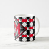 modern initiaal voor rood en zwart geometrisch mon koffiemok (Voorkant rechts)