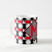 modern initiaal voor rood en zwart geometrisch mon koffiemok (Voorkant links)