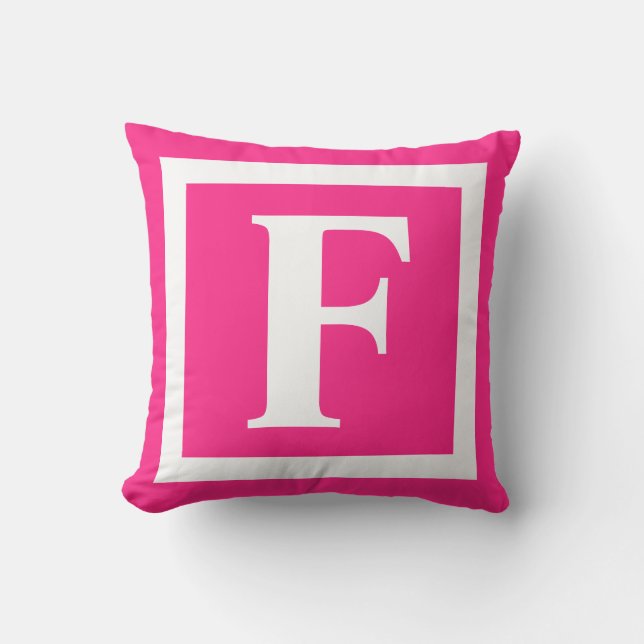 Modern Initiaal voor warm roze en wit monogram Buitenkussen (Voorkant)