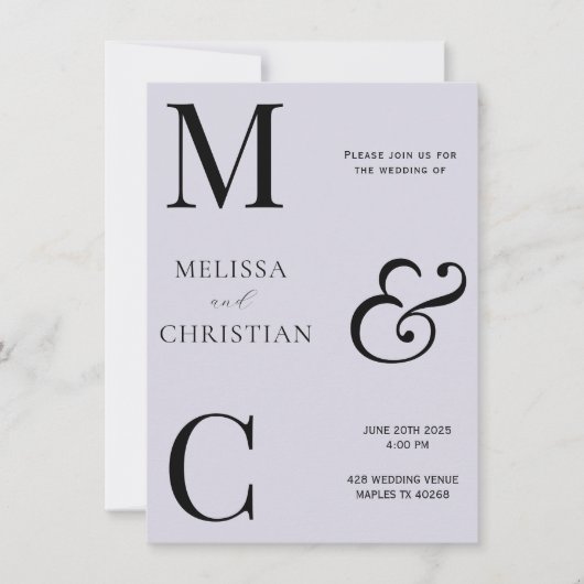 Modern Initiaal Weddenschap Kaart (Voorkant)