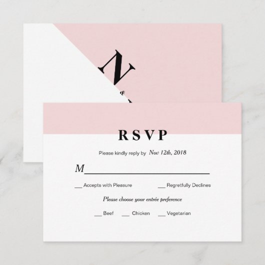 Modern Initiaal Wedding RSVP-kaart RSVP Kaartje (Voorkant / Achterkant)