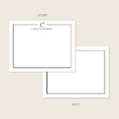 Modern Initial Black and White Border Stationery Notitiekaartje