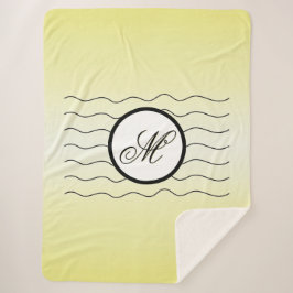 Modern Initial Butter Yellow Ombré With Black Text Sherpa Deken