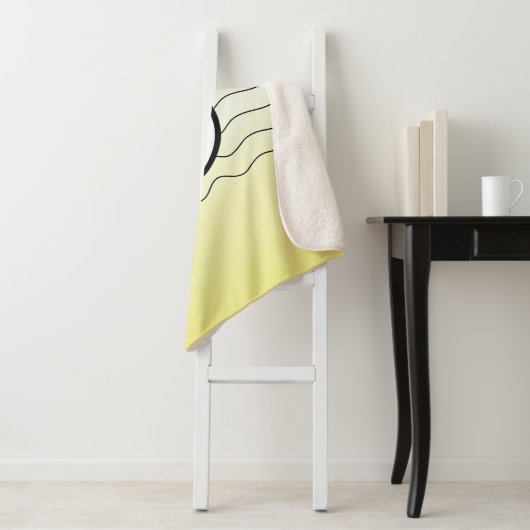 Modern Initial Butter Yellow Ombré With Black Text Sherpa Deken (In situ)