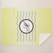 Modern Initial Butter Yellow Ombré With Black Text Sherpa Deken (Voorkant (horizontaal))