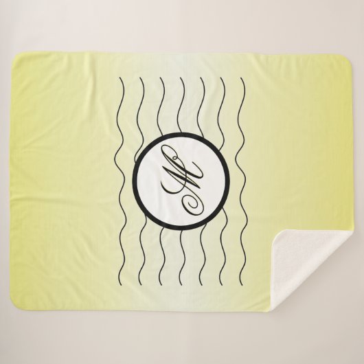 Modern Initial Butter Yellow Ombré With Black Text Sherpa Deken (Voorkant (horizontaal))