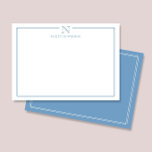 Modern Initial Monogram Blue Border Stationery Notitiekaartje<br><div class="desc">This design features a thin double border with space for a monogram and name/text at the top. Click the customize button if you would like to adjust the design elements and/or further modify the text! Variations of this design, additional colors, as well as coordinating products are available in our shop,...</div>