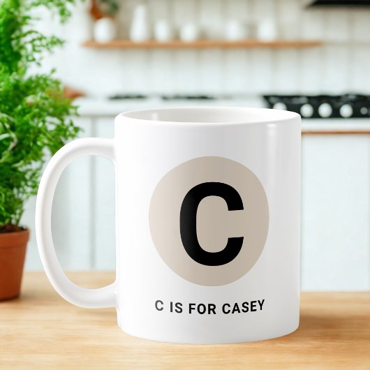 Modern Initial Mug – “C is for [Name]” Design Koffiemok