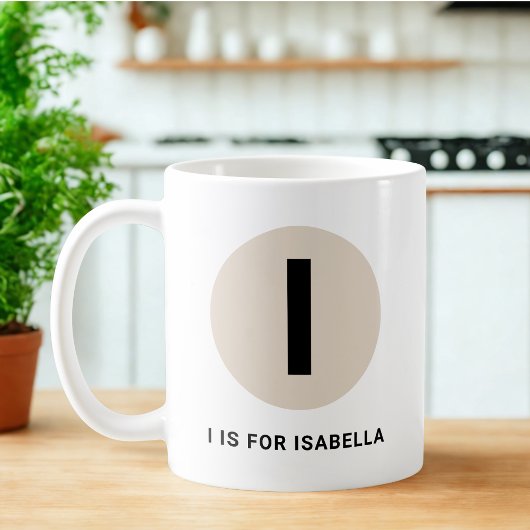 Modern Initial Mug – “I is for [Name]” Design Koffiemok