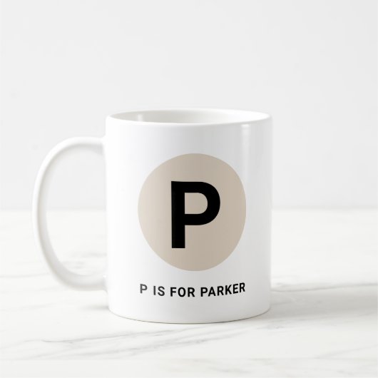Modern Initial Mug – “P is for [Name]” Design Koffiemok (Links)
