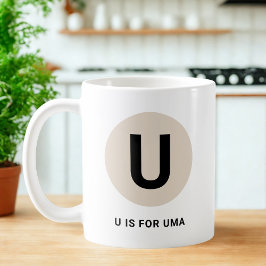 Modern Initial Mug – “U is for [Name]” Design Koffiemok