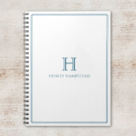 Modern Initial Patina Blue Border Notitieboek