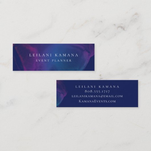 Modern Ink Blotch Blue Mini Visitekaartje (Voorkant / Achterkant)