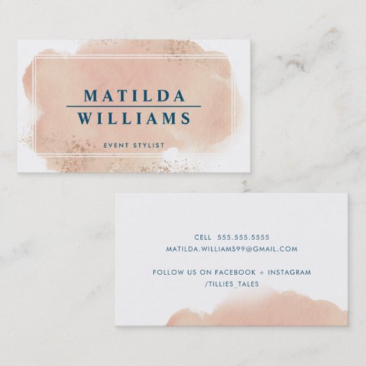 MODERN INK stijlvolle geverfde blush roze waterver Visitekaartje (Voorkant / Achterkant)