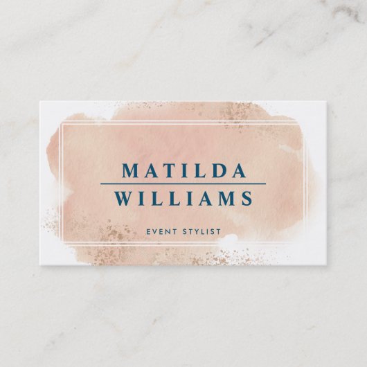 MODERN INK stijlvolle geverfde blush roze waterver Visitekaartje (Voorkant)