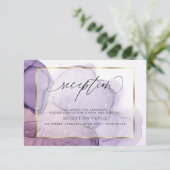 Modern Inky Plum Lila Roos Reception Kaart (Staand voorkant)