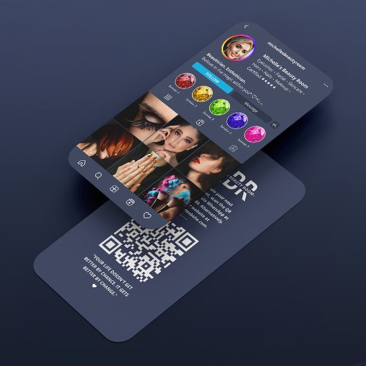 Modern Instagram Donkerblauw Marine Monogram Visitekaartje