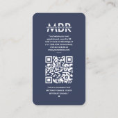 Modern Instagram Donkerblauw Marine Monogram Visitekaartje (Achterkant)
