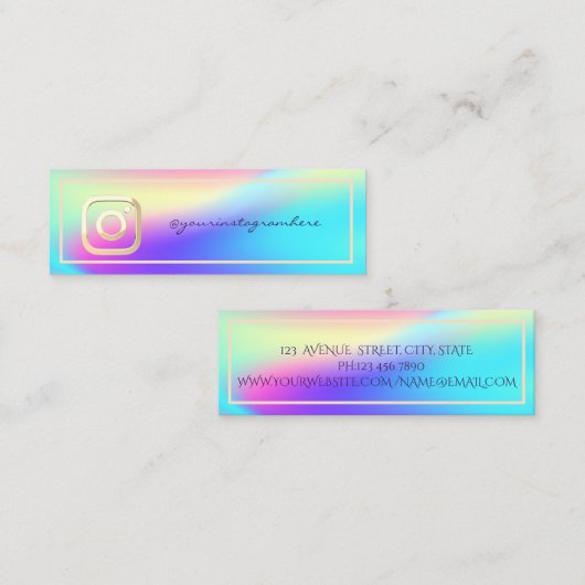 Modern Instagram Holographic Mini Visitekaartje (Voorkant / Achterkant)
