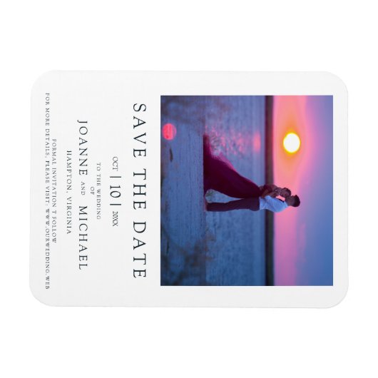 Modern Instant Photo Couple Save the Date Wedding Magneet (Horizontaal)