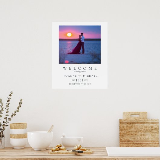 Modern Instant Photo Couple Welcome Guests Weddens Poster (Keuken)