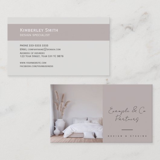 Modern Interieur Design aangepaste foto Visitekaartje (Voorkant / Achterkant)